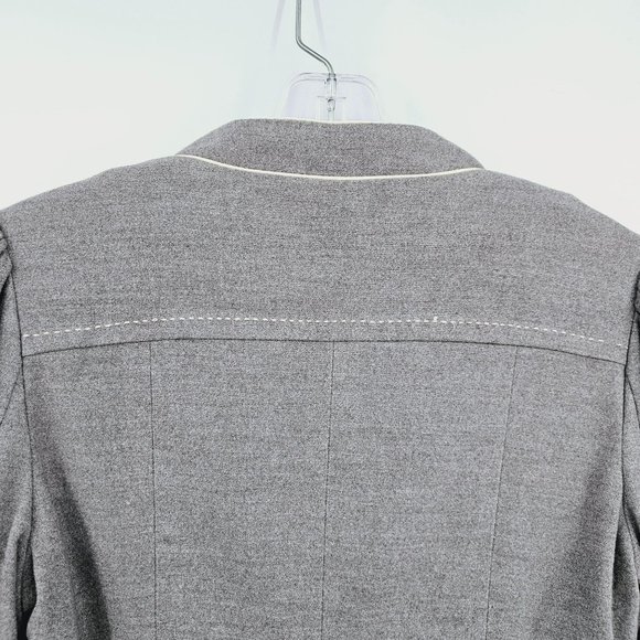 Anthropologie Taikonhu High Line Jacket Peplum Crop Blazer 4 Grey Button Front - Picture 10 of 14
